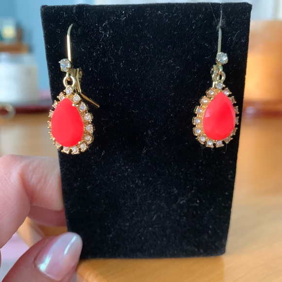 kate spade Jewelry - Kate Spade New York gold crystal and coral drop earrings for pierced ears